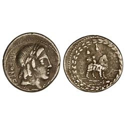 ROMAN COINS: ROMAN REPUBLIC - Denario. 85 a.C. FONTEIA-10. MN. Fonteius C. f. Anv.: Cabeza de Apolo 