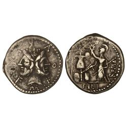 ROMAN COINS: ROMAN REPUBLIC - Denario. 119 a.C. FURIA-18. M. Furius L. f. Philus. Anv.: Cabeza de Ja