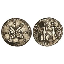ROMAN COINS: ROMAN REPUBLIC - Denario. 119 a.C. FURIA-18. M. Furius L. f. Philus. Anv.: Cabeza de Ja