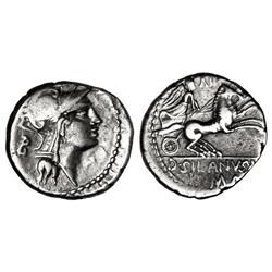 ROMAN COINS: ROMAN REPUBLIC - Denario. 91 a.C. JUNIA-15. D. Junius Silanus. Cal-869; FFC-789. MBC. 