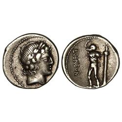 ROMAN COINS: ROMAN REPUBLIC - Denario. 88 a.C. MARCIA-24. L. Marcius Censorinus. Anv.: Cabeza laurea