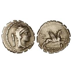 ROMAN COINS: ROMAN REPUBLIC - Denario. 79 a.C. PAPIA-1. L. Papius. Anv.: Cabeza de Juno Sospita a de