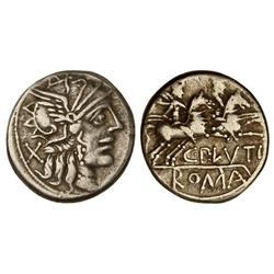 ROMAN COINS: ROMAN REPUBLIC - Denario. 121 a.C. PLUTIA-1. C. Plutius. Cal-1136; FFC-1009. MBC/MBC-. 