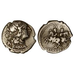 ROMAN COINS: ROMAN REPUBLIC - Denario. 136 a.C. SERVILIA-1. C. Serveilius M. f. Augur. (Ligeramente 