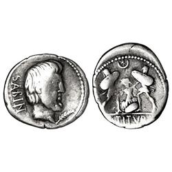 ROMAN COINS: ROMAN REPUBLIC - Denario. 89 a.C. TITURIA-4. L. Titurius L. f. Sabinus. Anv.: Cabeza de