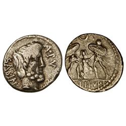 ROMAN COINS: ROMAN REPUBLIC - Denario. 89 a.C. TITURIA-5. L. Titurius L. f. Sabinus. Anv.: Cabeza de
