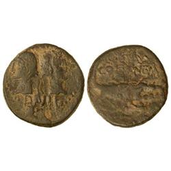 ROMAN COINS: ROMAN EMPIRE - AE 26. AUGUSTO y AGRIPA. NEMAUSUS. Anv.: Bustos de Augusto y Agripa, arr