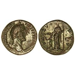 ROMAN COINS: ROMAN EMPIRE - Sestercio. Acuñada el 145 d.C. ANTONINO PÍO. Anv.: ANTONINVS AVG. PIVS P
