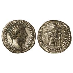 ROMAN COINS: ROMAN EMPIRE - Denario. Acuñada el 161 d.c. MARCO AURELIO. Anv.: IMP. M. AVREL. ANTONIN