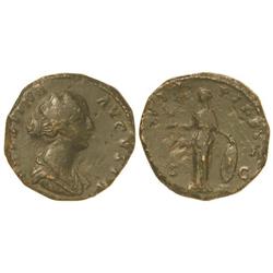 ROMAN COINS: ROMAN EMPIRE - Sestercio. Acuñada el 161 d.C. FAUSTINA HIJA. Anv.: FAVSTINA AVGVSTA. Bu