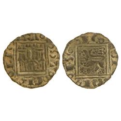 MEDIEVAL COINS: KINGDOM OF CASTILE AND LEÓN - Óbolo. ALFONSO X. BURGOS. Rev.: B en la cola del león.