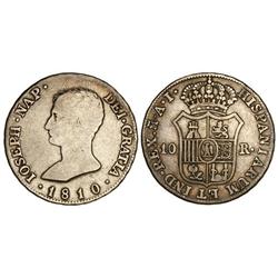 SPANISH MONARCHY: JOSEPH NAPOLEON - 10 Reales. 1810. MADRID. A.I. RARA. Cal-39. BC/BC+. 