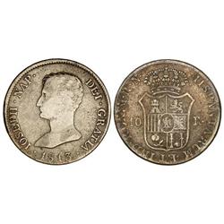 SPANISH MONARCHY: JOSEPH NAPOLEON - 10 Reales. 1813. MADRID. R.N. ESCASA. Cal-43. BC+. 