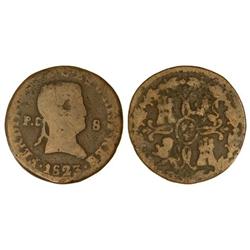 SPANISH MONARCHY: FERDINAND VII - 8 Maravedís. 1823. PAMPLONA. Cal-1633. BC+. 