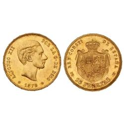 PESETA SYSTEM: ALFONSO XII - 25 Pesetas. 1879 (*18-79). E.M.-M. EBC+. 
