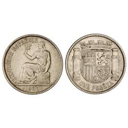 PESETA SYSTEM: II REPUBLIC - 1 Peseta. 193 (*3-4). Reverso girado aprox. 30º. MBC+. 