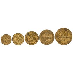 PESETA SYSTEM: LOCAL ISSUES OF THE CIVIL WAR - Serie 5 monedas 5, 10, 25 Céntimos, 1 y 2 Pesetas. 19
