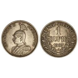 WORLD COINS: GERMAN EAST AFRICA - 1 Rupia. 1907-J. GUILLERMO II. HAMBURGO. AR. KM-10. MBC+. 