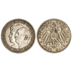 WORLD COINS: GERMAN STATES - 3 Marcos. 1914-A. ANHALT-DESSAU. AR. Bodas de Plata. KM-30. EBC. 