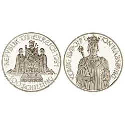 WORLD COINS: AUSTRIA - 100 Schilling. 1991. AR. Rodolfo I. En estuche original, con certificado. KM-