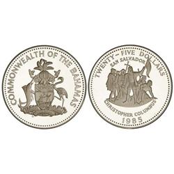 WORLD COINS: BAHAMAS - 25 Dólares. 1995. AR. Descubrimiento de América. Tirada: 1.950 piezas. En est