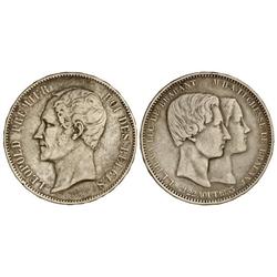 WORLD COINS: BELGIUM - 5 Francos. 1853. AR. Boda del Duque y la Duquesa de Brabante. Pátina. X-M2.1.