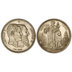 WORLD COINS: BELGIUM - (5 Francos). Medalla. 1880. AR. Conmemorativa 50 aniversario Independencia. G