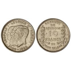 WORLD COINS: BELGIUM - 10 Francos. 1930. Ni. Centenario Independencia. Leyenda en francés. (Golpecit