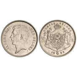 WORLD COINS: BELGIUM - 20 Francos (4 Belgas). 1932. ALBERTO I. AR. (Leves rayitas). KM-101. MBC+. 