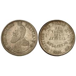 WORLD COINS: BOLIVIA - Melgarejo. 1865-FP. AR. KM-146. MBC-. 
