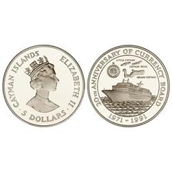 WORLD COINS: CAYMAN ISLANDS - 5 Dólares. S/F (1991). AR. 20 aniversario Casa de la Moneda. En estuch