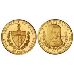 WORLD COINS: CUBA - 50 Pesos. 1991. AU. Juana ´La Loca´. Tirada: 200 piezas. KM-444. PROOF. 