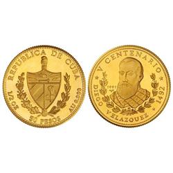WORLD COINS: CUBA - 50 Pesos. 1991. AU. Diego Velázquez. Tirada: 200 piezas. KM-445. PROOF. 