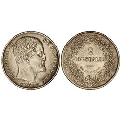 WORLD COINS: DENMARK - 2 Rigsdaler. 1854-FK/FF. FEDERICO VII. AR. (Pequeñas rayitas y pequeños golpe