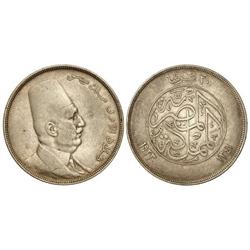 WORLD COINS: EGYPT - 20 Piastras. 1341 d.H. (1923 d.C.). FUAD I. AR. Pátina. KM-338. MBC. 