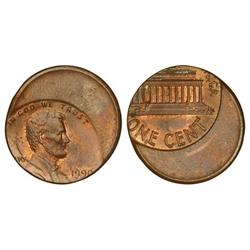 WORLD COINS: UNITED STATES - 1 Centavo. 1990. CuZn. Lincoln. (Desplazada 7 mm.). KM-201b. (SC). 