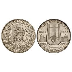 WORLD COINS: ESTONIA - 1 Corona. 1933. AR. X Festival de canto. KM-14. SC. 
