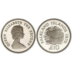 WORLD COINS: FALKLAND ISLANDS - 10 Libras. 1979. AR. Conservación de la Fauna. Tirda: 3.247 piezas. 