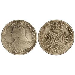 WORLD COINS: FRANCE - Ecu. 1728-K. LUIS XV. BURDEOS. AR. (Rayas de ajuste). KM-486.11. BC+. 