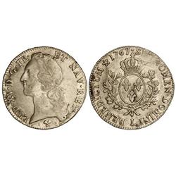 WORLD COINS: FRANCE - Ecu. 1767-L. LUIS XV. BAYONA. AR. (Múltiples rayas de ajuste en reverso). KM-5