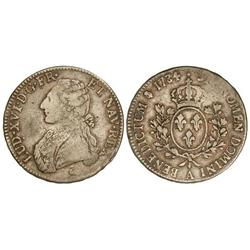 WORLD COINS: FRANCE - Ecu. 1784/74-A. LUIS XVI. PARÍS. AR. KM-564.1. BC+/MBC-. 