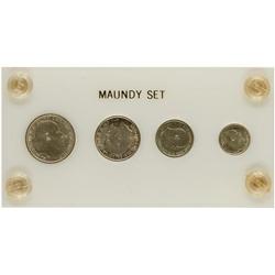 WORLD COINS: GREAT BRITAIN - Serie 4 monedas 1, 2, 3 y 4 Peniques. 1902. AR. Maundy Set. En estuche 