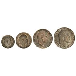 WORLD COINS: GREAT BRITAIN - Serie 4 monedas 1, 2, 3 y 4 Peniques. 1906. EDUARDO VII. AR. Maundy Set