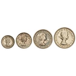 WORLD COINS: GREAT BRITAIN - Serie 4 monedas 1 a 4 Peniques. 1963. ISABEL II. AR. Maundy Set. KM-MDS