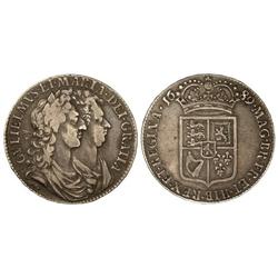 WORLD COINS: GREAT BRITAIN - 1/2 Corona. 1689. GUILLERMO y MARÍA. AR. Pátina. KM-472.2. MBC-/MBC. 