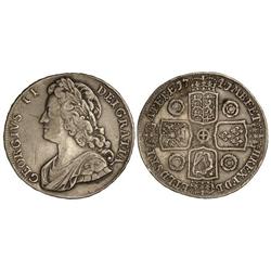 WORLD COINS: GREAT BRITAIN - Corona. 1741. JORGE II. AR. (Rayitas en anverso). KM-575.2. MBC-/MBC. 