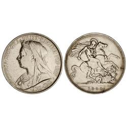 WORLD COINS: GREAT BRITAIN - 1 Corona. 1900. VICTORIA. AR. KM-783. MBC-/MBC. 