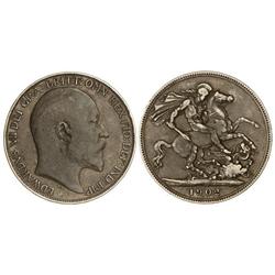 WORLD COINS: GREAT BRITAIN - 1 Corona. 1902. EDUARDO VII. AR. Pátina oscura. KM-803. (MBC). 