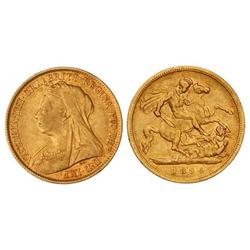 WORLD COINS: GREAT BRITAIN - 1/2 Soberano. 1894. VICTORIA. AU. (Pequeña rayita en anverso). KM-784. 