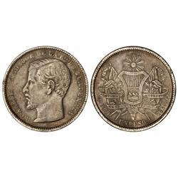 WORLD COINS: GUATEMALA - 1 Peso. 1869/99-R. AR. Rafael Carrera. Pátina. (Rayitas y pequeños golpecit